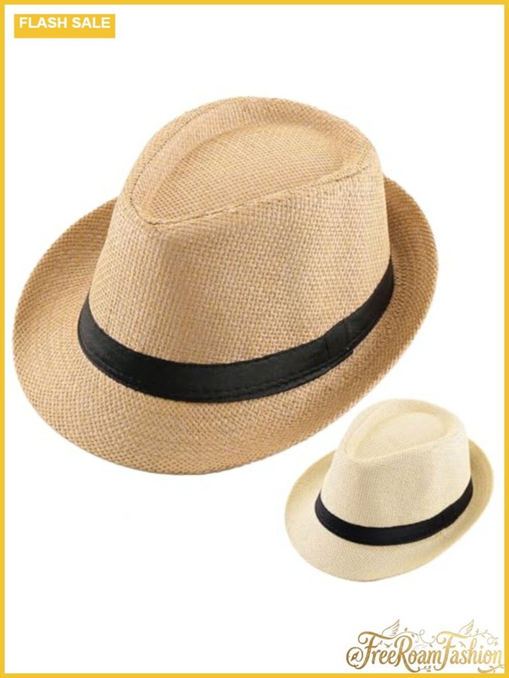 2 Pack Straw Fedora Hats Unisex Short Brim Summer Beach Sun Hat